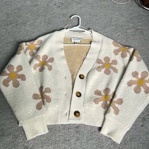 Short Flower Cardigan Sweater